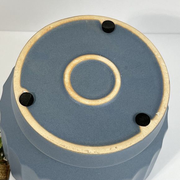 Bombay Ribbed Ceramic Planter 5.5” Drainage Hole Saucer Matte Blue Flower Pot - Picture 14 of 14